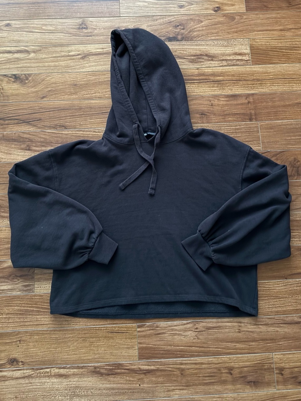Zara Dark Grey Cropped Boxy Hoodie / Size Medium